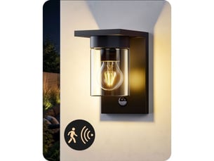 Sonnette murale exterieur detecteur de mouvement pir ip44 aluminium noir e27 110°