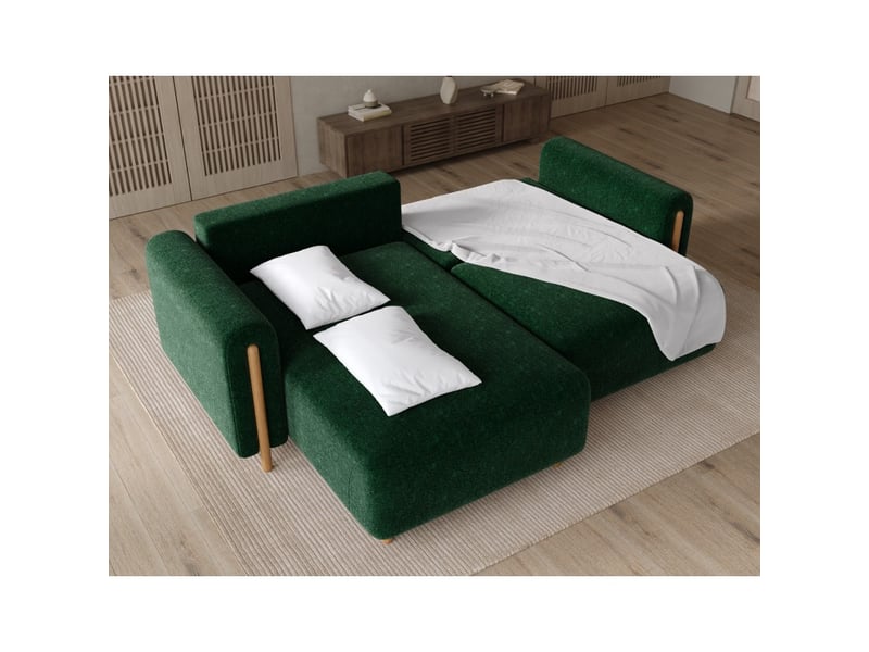  Canapé d'angle convertible arvessa vert émeraude chenille – angle gauche  - Conforama D