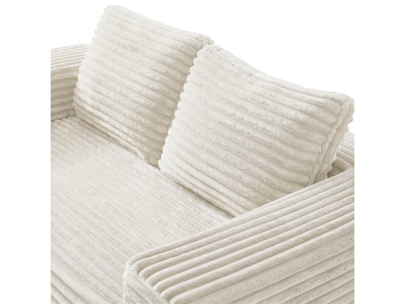  Canapé deux places beige en velours côtelé, canapé moderne sans montage avec assise profonde pour petit appartement, chambre ou bureau  - Conforama D