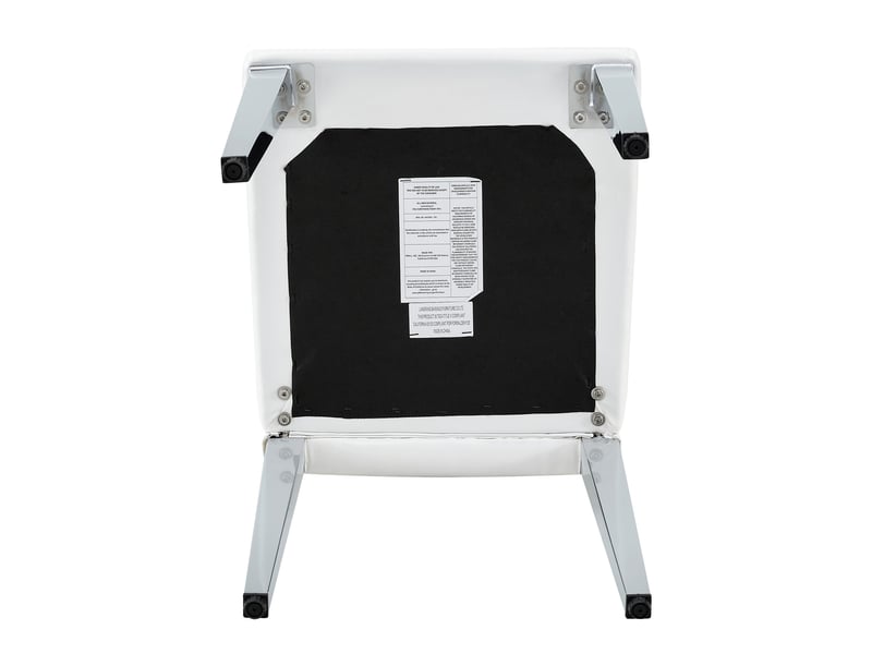 Lot de 4 chaises de salle à manger 89 cm, chaise de cuisine, dossier à piqûres losanges, métal argenté, confort, pu blanc  - Conforama E
