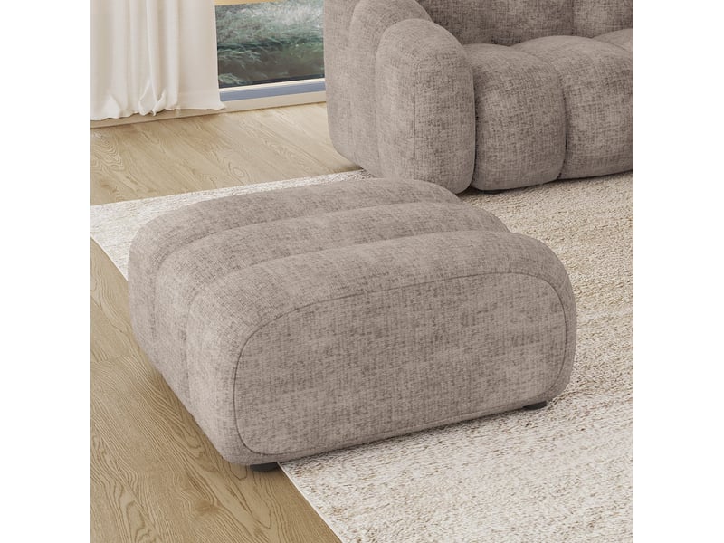  Gabya pouf rectangle matelassé en tissu taupe  - Conforama E