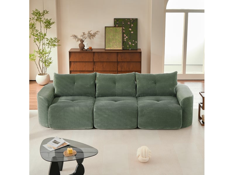 Canapé modulaire 3 places configuration 2+1 velours côtelé evryae - Conforama D
