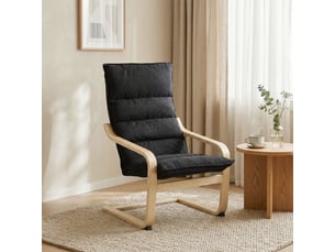 Fauteuil salon, fauteuil de loisirs moderne, fauteuil chambre avec accoudoirs incurvés, 67 x 83 x 105 cm, coussins, noir