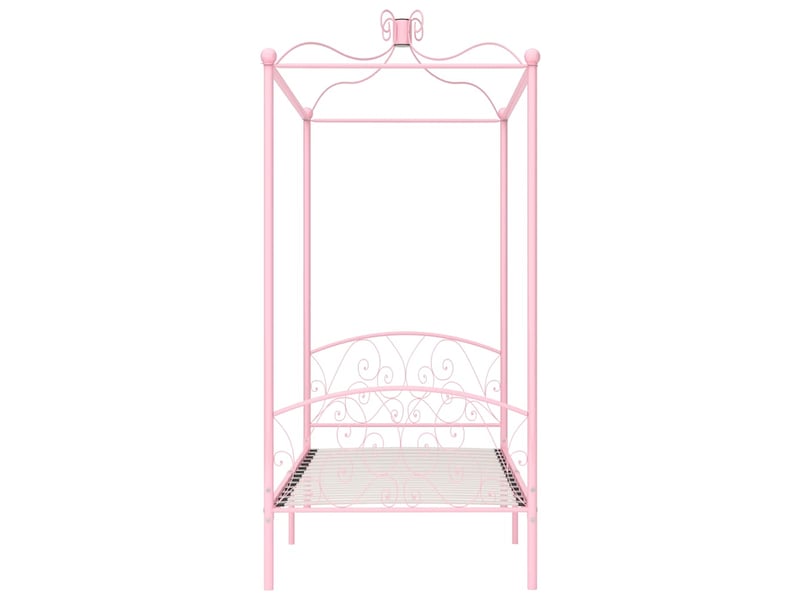  Lit simple- lit adulte -  cadre de lit à baldaquin sans matelas rose métal 90x200 cm  - Conforama B
