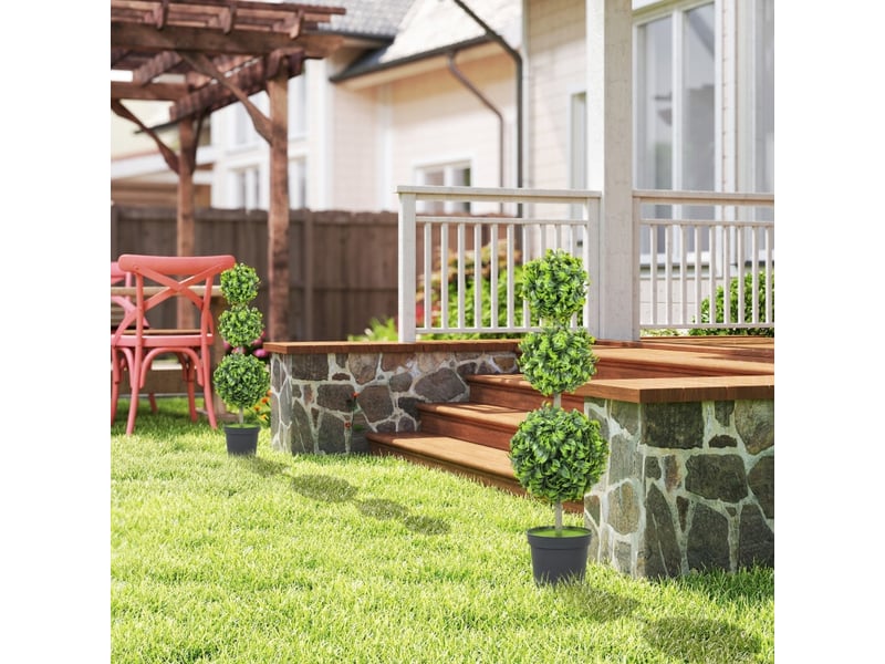 Plante artificielle en pot lot de 2 avec feuillage résistant aux uv sans entretien en plastique vert 100 cm  - Conforama C