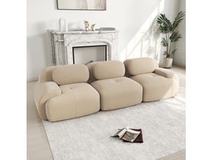 Canapé droit compressé fixe <strong>MAISENTIEL</strong> <strong></strong> 3 places Velours côtelé beige