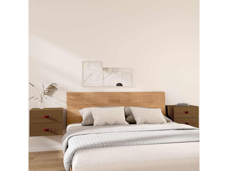  Lot de 2 table de chevet murales, table d'appoint marron miel 50x36x40 cm  - Conforama B