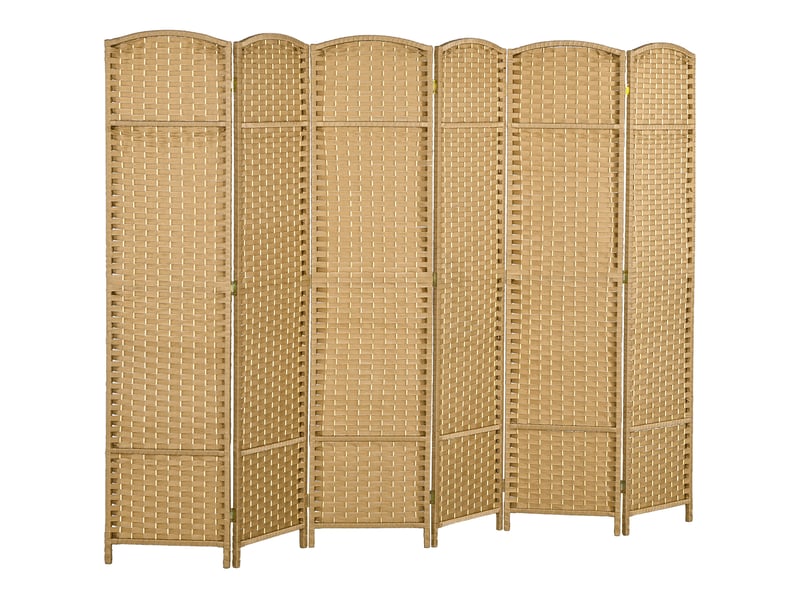 Paravent pliable 6 panneaux 240 x 170 cm – naturel – séparation d'espace intérieure à motif tissé élégant - Conforama A