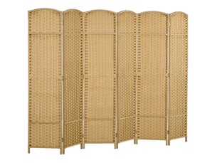 Paravent pliable 6 panneaux 240 x 170 cm – naturel – séparation d'espace intérieure à motif tissé élégant