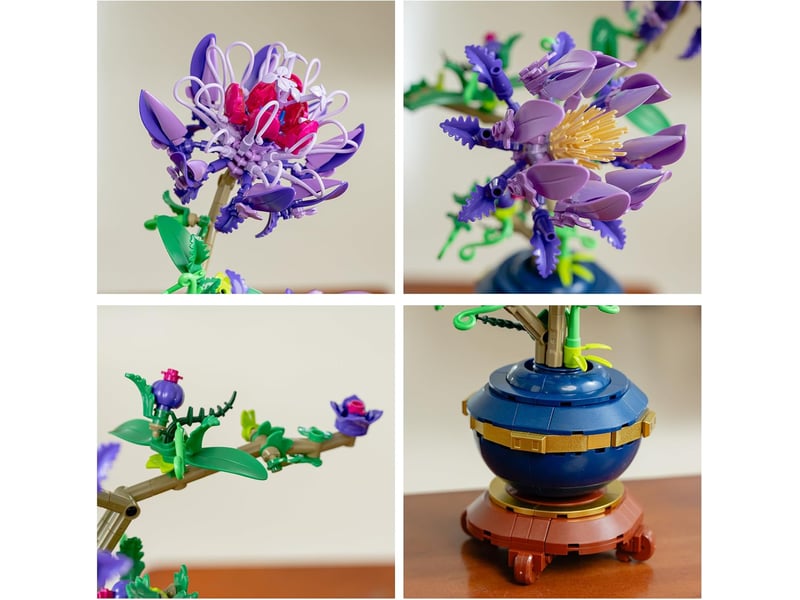  537 pièces passiflore en pot à construire, set de blocs de construction fleurs, décoration bureau et maison, cadeau  - Conforama E