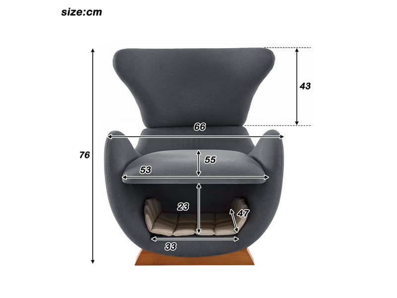  Fauteuil avec niche  en tissu anti-griffes, fauteuil design requin baleine gris avec cadre en bois massif, 66x69x76cm.  - Conforama C