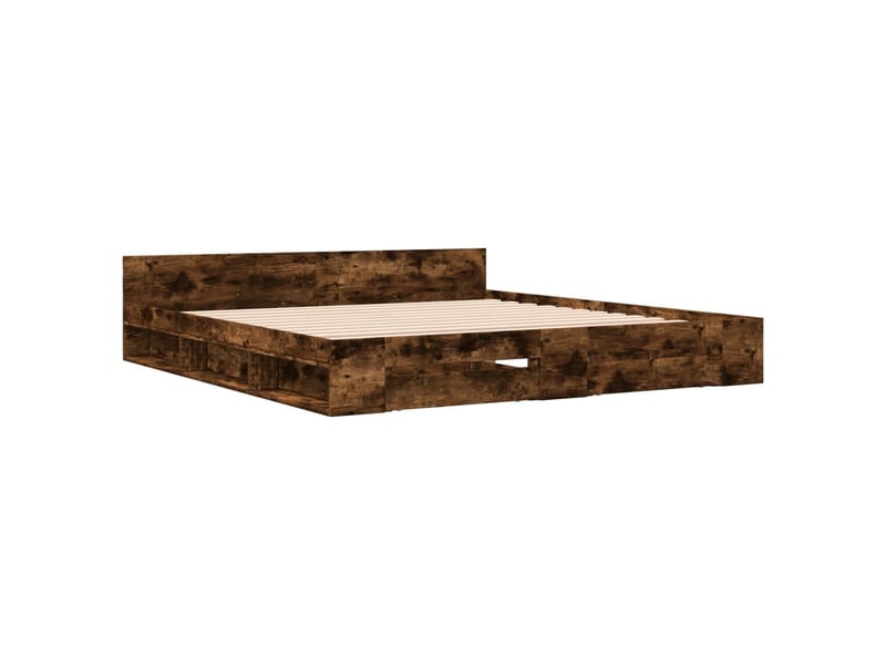  Lit double- lit adulte -  cadre de lit avec tiroirs sans matelas chêne fumé 200x200 cm  - Conforama B