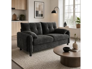 Canapé droit fixe <strong>HAVRYA</strong> <strong></strong> 2 places Tissu gris