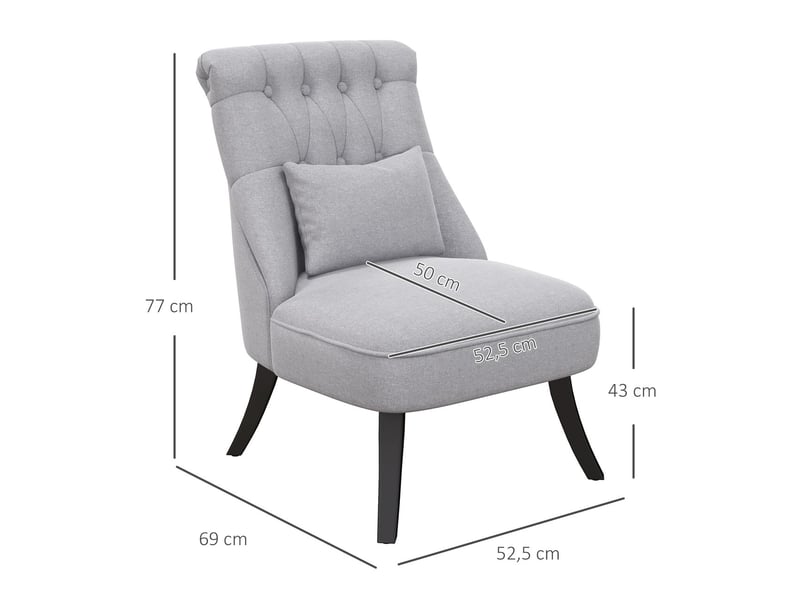 Fauteuil 52 x 69 x 77 cm dossier et coussin pieds surélevés revêtement en lin coloris gris confort détente - Conforama C