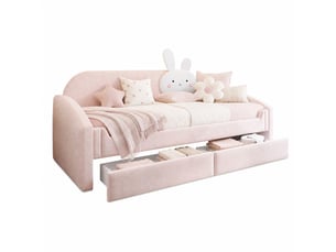 Lit avec rangement 90x200 cm ULQENI   coloris rose