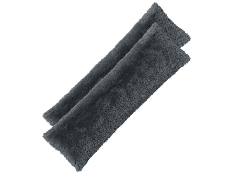  Lot de 2 coussins avec oreiller, coussins décoratifs heerlen anthracite fleece pv cf50385  - Conforama A