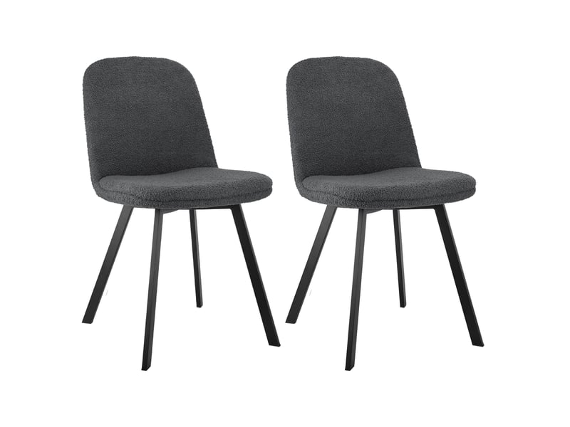  Chaises de salle à manger lot de 2 avec assise rembourrée  - structure en métal, teddy gris foncé 62×59×46 cm  - Conforama A