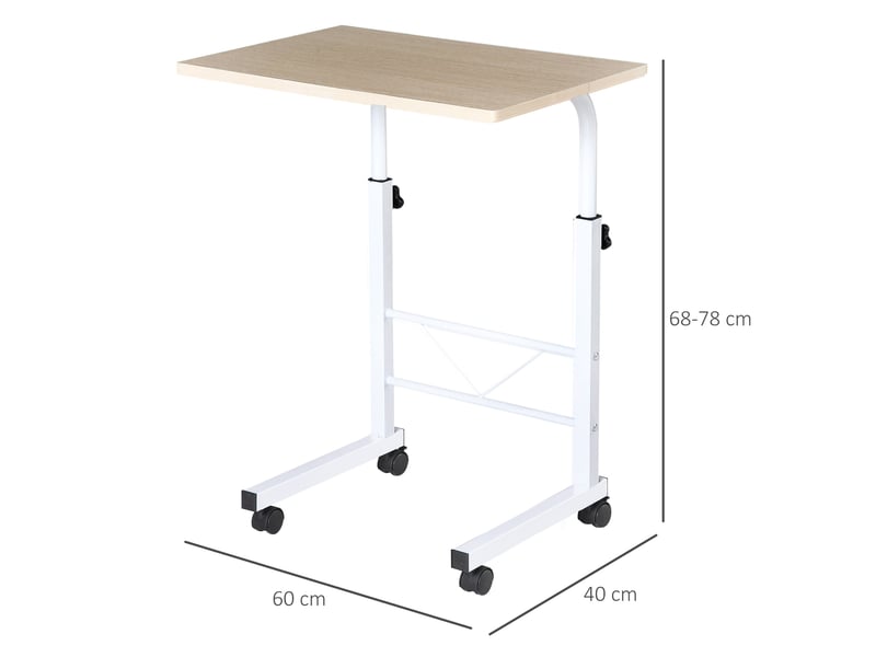  Table d’appoint en c réglable 68-78 cm, acier, roulettes avec freins, érable  - Conforama C