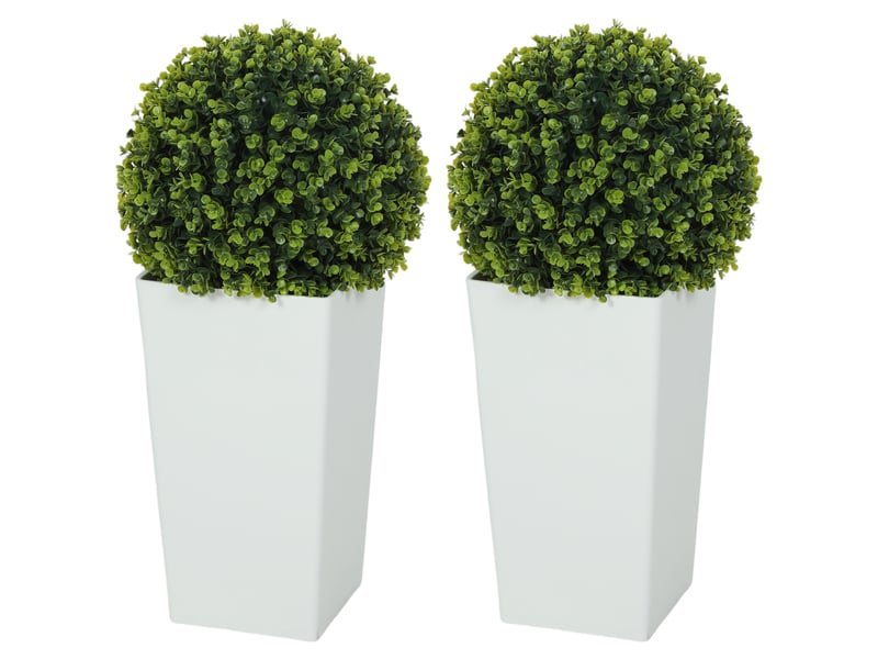Lot de 2 boules d'eucalyptus artificiel, plante artificielle de 65 cm avec protection uv, 330 feuilles en pot, verte - Conforama B