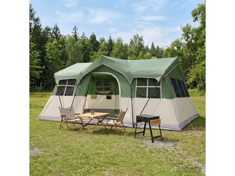  Tente de camping, tente familiale vert 10 personnes polyester et acier  - Conforama B