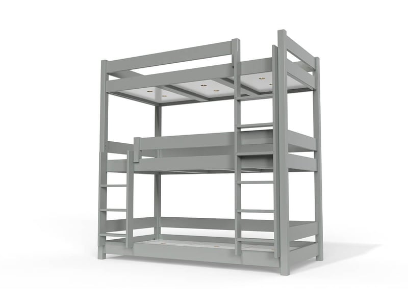  Lit superposé 3 places 80x190 en bois massif abc, gris TRI380-G - Conforama A