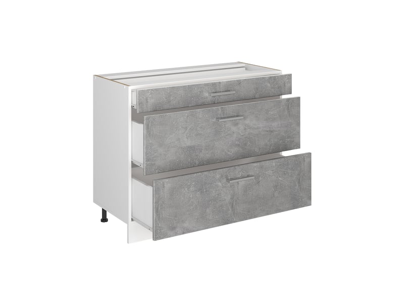  Vicco meuble cuisine, bétonblanc, 100cm plan de travail chêne doré  - Conforama C
