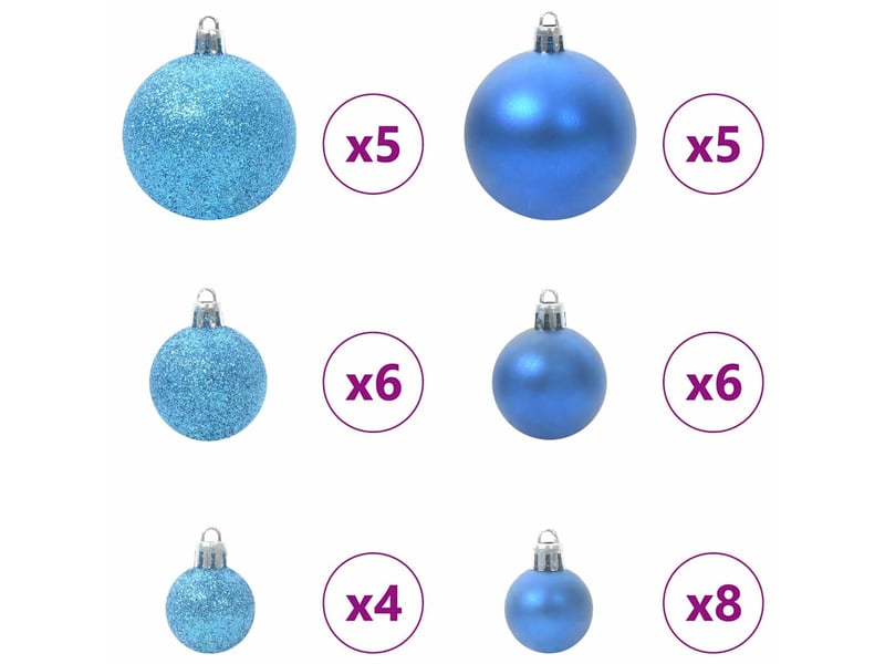  Ensemble de boules de noël 61 pcs 150 led blanc chaud ø 6 cm  - Conforama D
