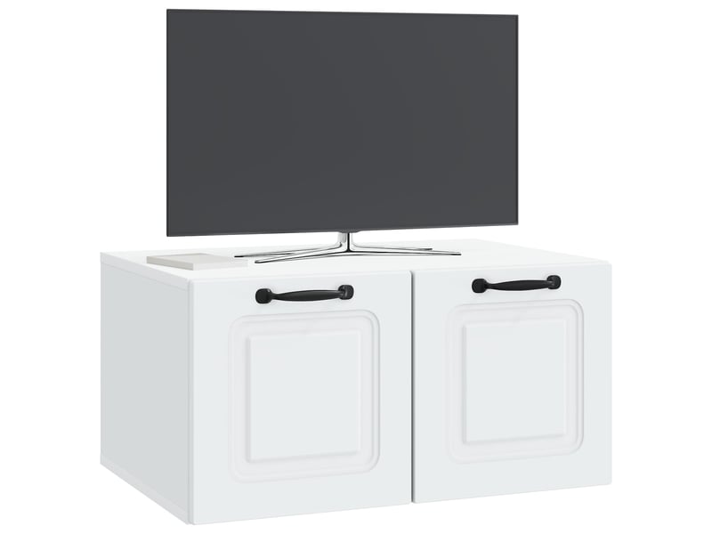  Meuble tv - banc tv - meuble de rangement mural blanc 59,5 x 41 x 30 cm bois d'ingénierie  - Conforama C