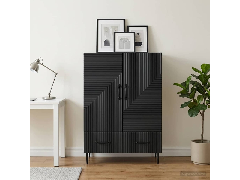 Buffet - bahut - meuble de rangement avec tiroir noir 66 x 34,5 x 95 cm bois d'ingénierie - Conforama C