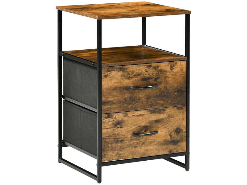 Table de chevet à 2 tiroirs en tissu, petite table d'appoint, meuble de rangement style industriel, commode à 2 tiroirs, 45 x 40 x 70,5 cm - Conforama A
