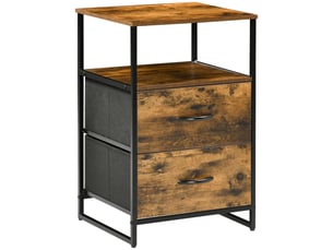 Table de chevet à 2 tiroirs en tissu, petite table d'appoint, meuble de rangement style industriel, commode à 2 tiroirs, 45 x 40 x 70,5 cm