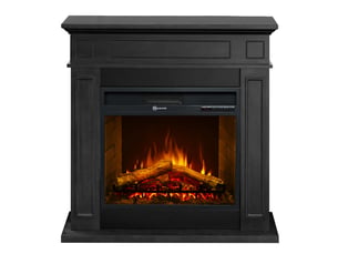 Cheminée électrique sur pied jefferson avec effet flamme 89,5 x 90,5 x 28 cm en bois noir
