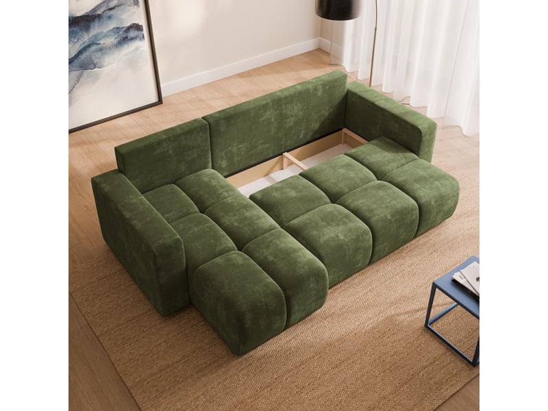  Canapé d'angle ramil, tissu chenille vert  - Conforama C