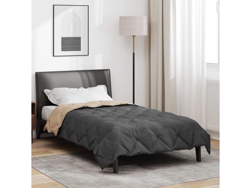 Duvet - couette d'été simple 200 x 135 cm été 200 gsm anthracite et taupe - Conforama B