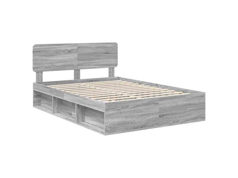  Lit double- lit adulte -  cadre de lit gris sonoma 150 x 200 cm pin massif  - Conforama C