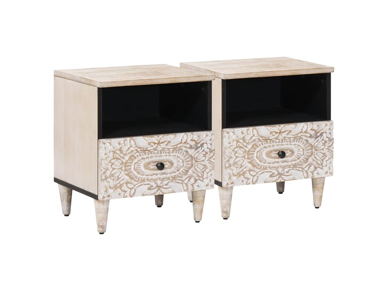  Table de chevet avec tiroir 2 pièces blanc 40 x 33 x 46 cm  - Conforama B