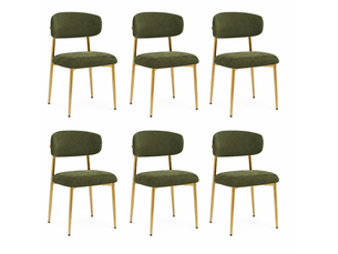 Lot de 6 chaises de salle à manger 51x50x81 cm rembourrées vert et doré
