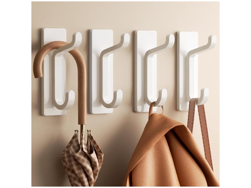  Crochet adhesif mural, porte serviette salle de bain, accroche torchon cuisine, porte manteau adhésif,  etanche, antirouille, blanc, 4 pièces  - Conforama A