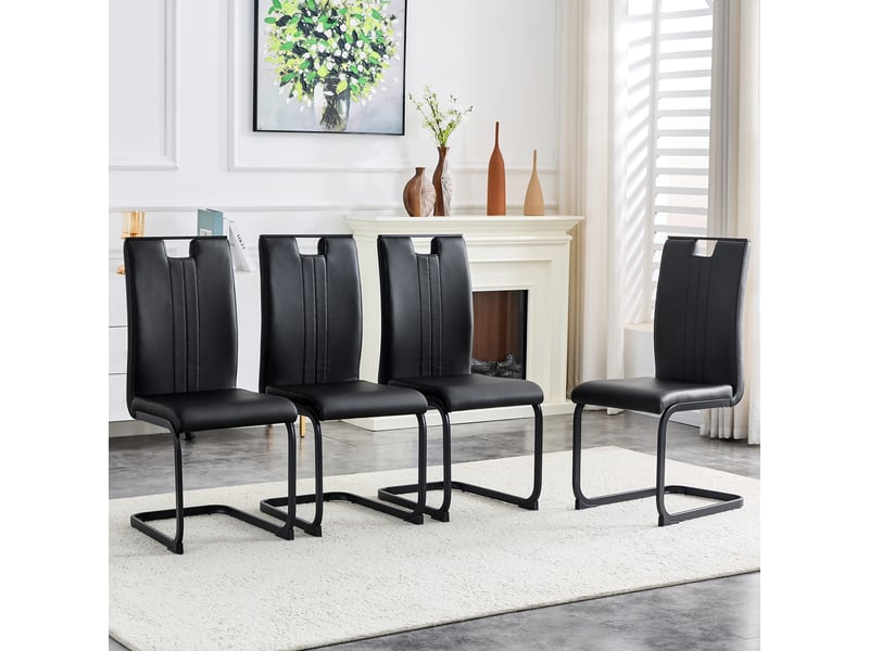  Lot de 4 chaises de salle à manger,52x40,5x98 cm,style moderne,pu,noir  - Conforama B