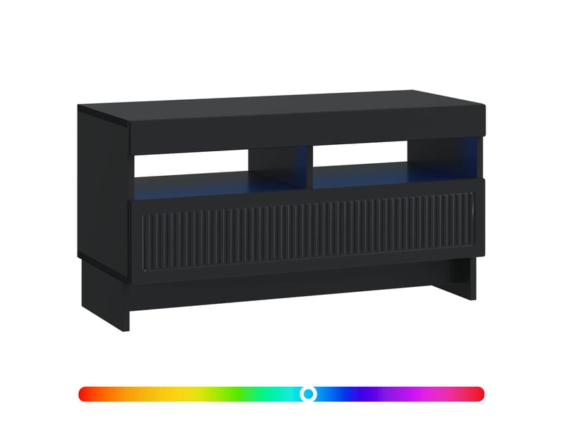 Meuble tv - banc tv - meuble de rangement led noir bois d'ingénierie - Conforama C