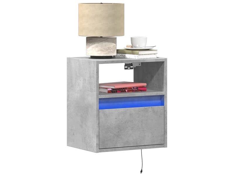 Vidaxl table chevet murale led gris béton 2 pièces meuble rangement 41x31x45cm chambre - Conforama B