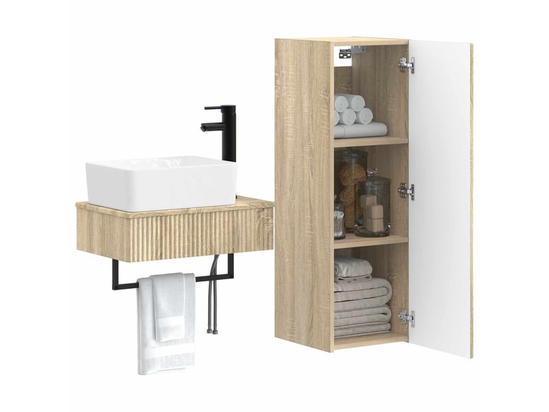 Ensemble de mobilier de salle de bain 2 pcs chêne sonoma shl3352 - Conforama C