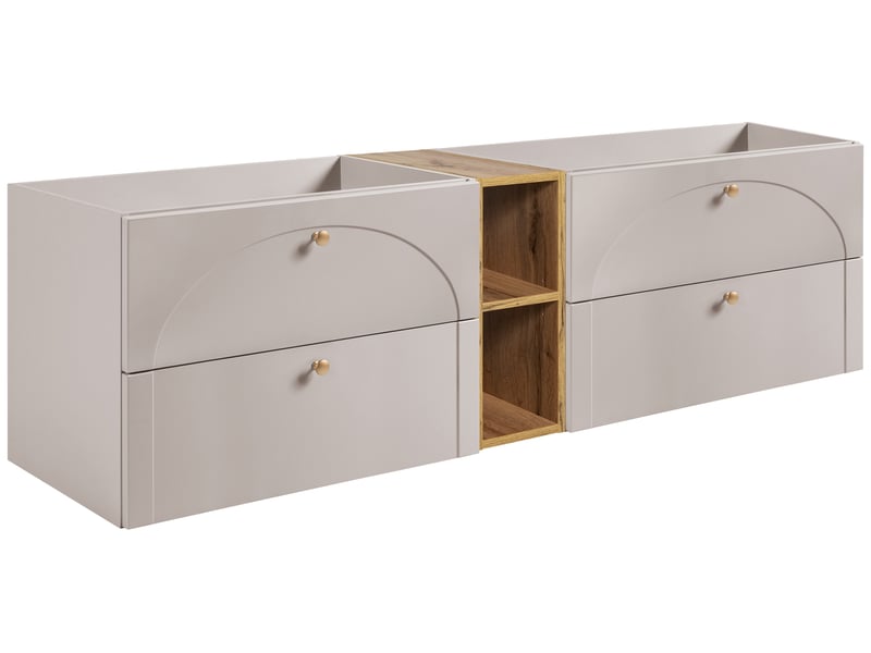 Meuble sous-vasque suspendu aura 180 cm avec étagère effet chêne craft cachemire mat g - Conforama A