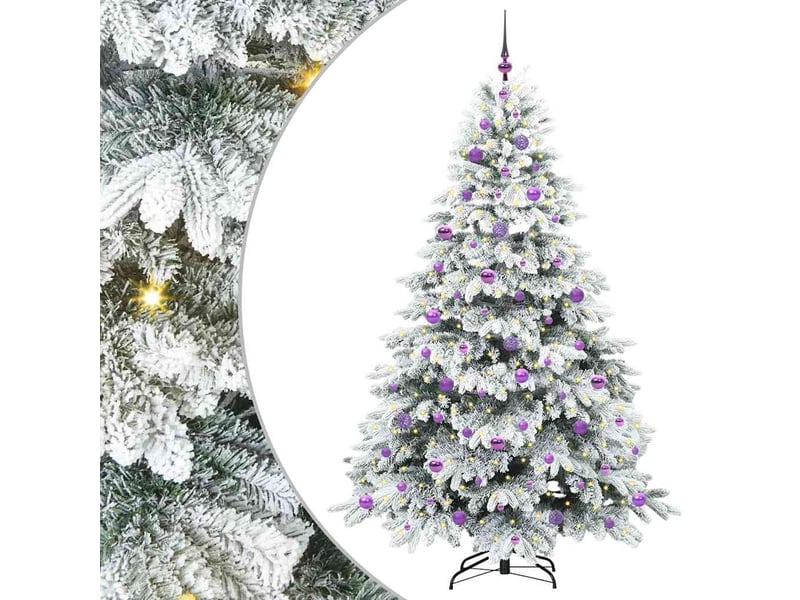Sapin de noël, arbre de noël artificiel avec 300 led blanc 210 cm pe et pvc cf61217 - Conforama A