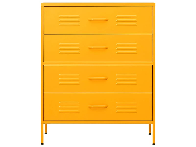  Commode chambre adulte, armoire à tiroirs jaune moutarde 80x35x101,5 cm acier  - Conforama C