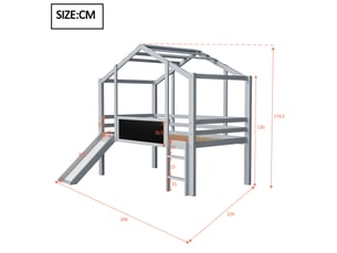 Lit cabane 90x200 cm    coloris gris