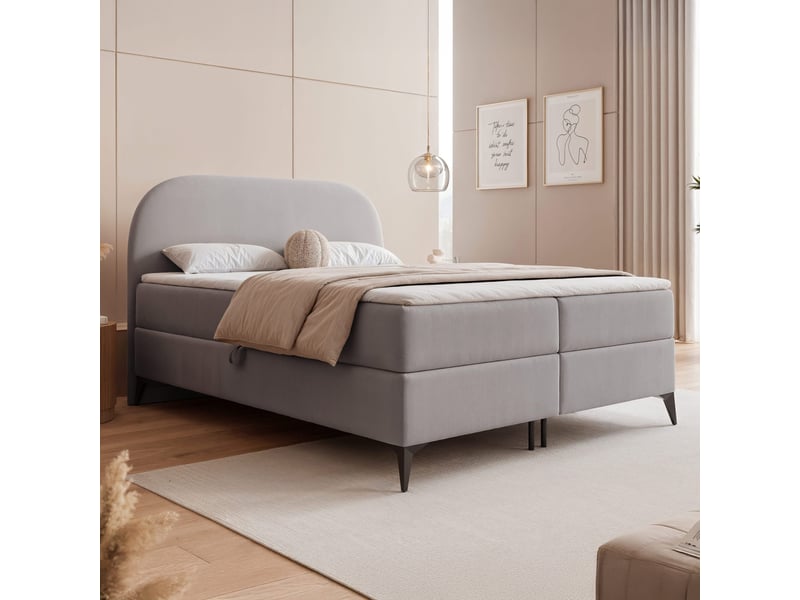 Lit coffre noelia - 180x200 cm - avec matelas - velours élégant brillant - gris NOELIA - Conforama B