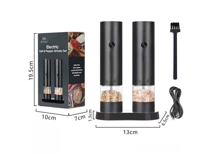  Ensemble de moulins à sel et à poivre électriques - moulins à poivre automatiques à piles - grosseur réglable(lot de 2 - noir)  - Conforama D