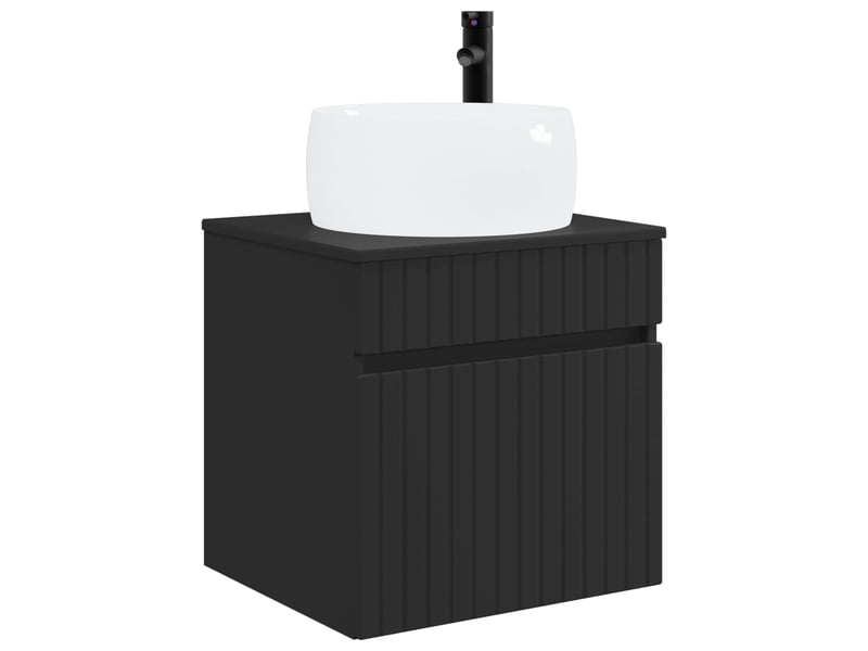  Meuble de lavabo mural, rangement salle de bain noir 49x44.5x66 cm bois d'ingénierie  - Conforama A