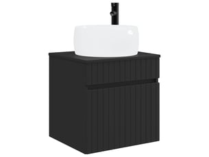 Meuble de lavabo mural, rangement salle de bain noir 49x44.5x66 cm bois d'ingénierie